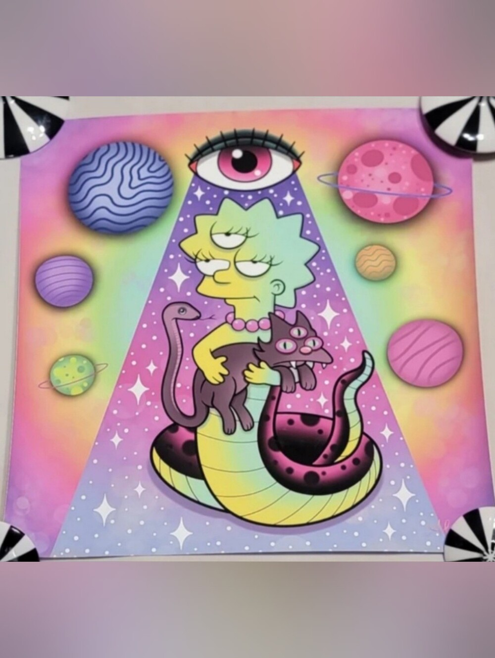 RARE Lisa Simpson art print by artist Alex Strangler poster psychedelic kawaii